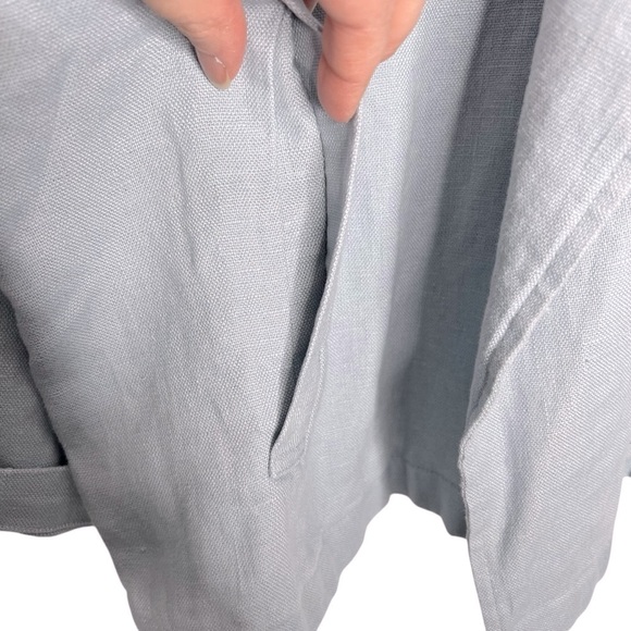 Eileen Fisher Heavy Organic Linen Drape Front Jacket Dawn Blue Size L NEW - Picture 8 of 11